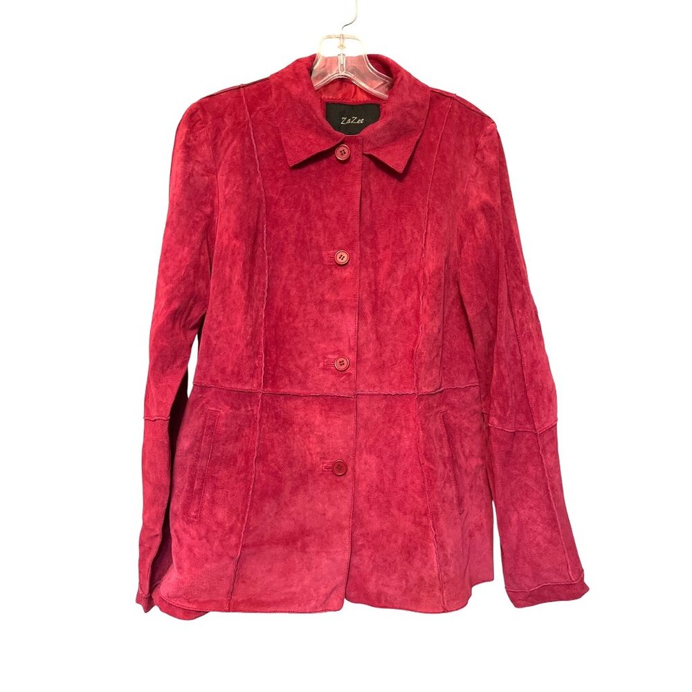 ZaZee Hot Pink Suede Leather Jacket Small 100% Leather Shell & Polyester Lining